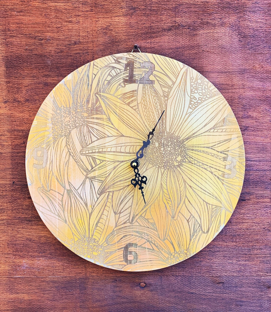 "Sunflower" recycled wooden clock