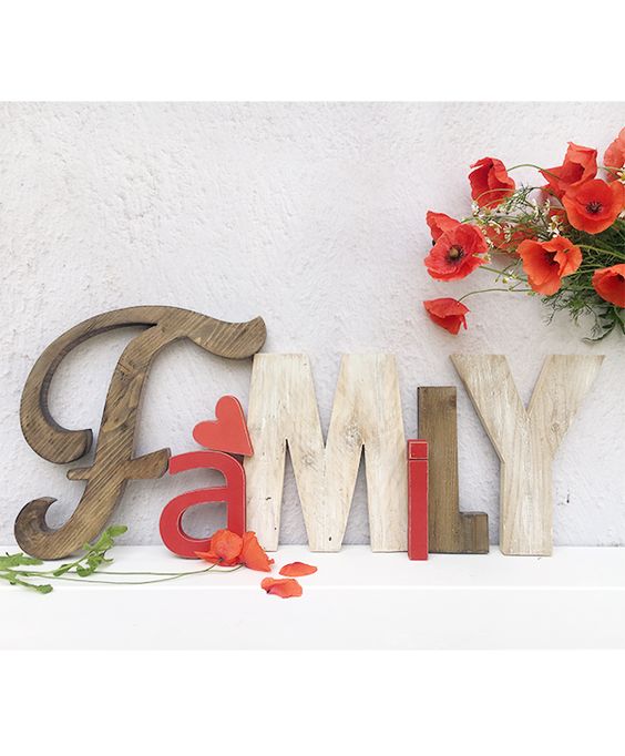 Wooden letters for names and symbols