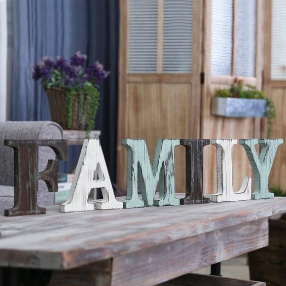Wooden letters for names and symbols