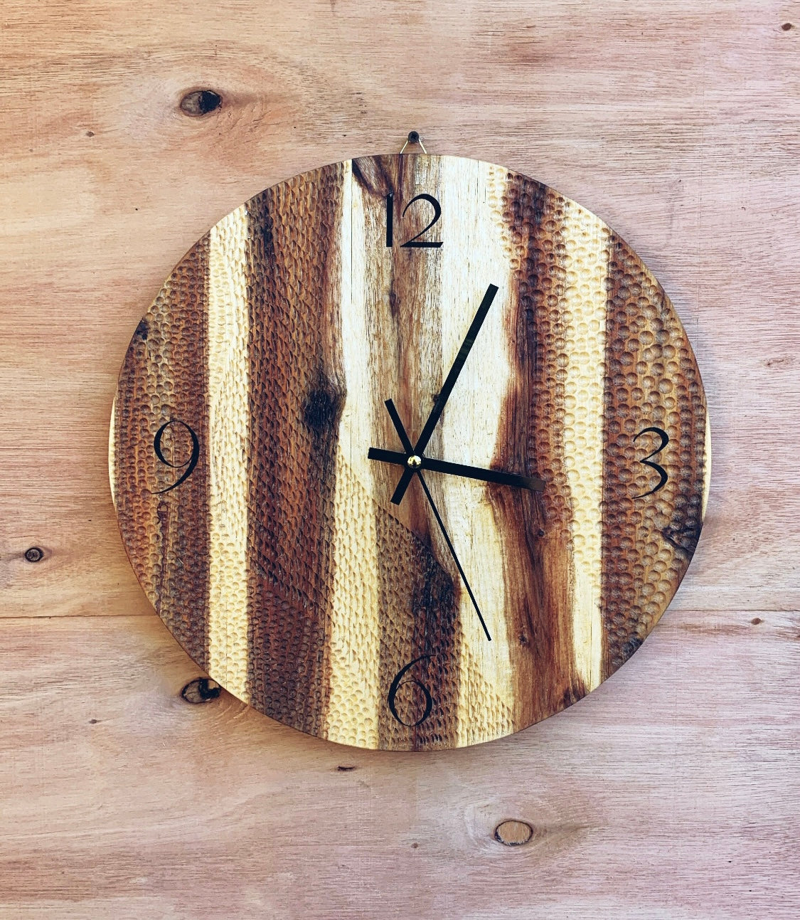 "Tribal" recycled wooden clock